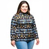24seven Comfort Apparel Plus Size Mock Neck Long Sleeve Printed Top - 2 of 3