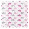 Bacati - Elephants Pink/Gray Muslin 4 pc set of Bibs & Burp Cloths Set - 4 of 4