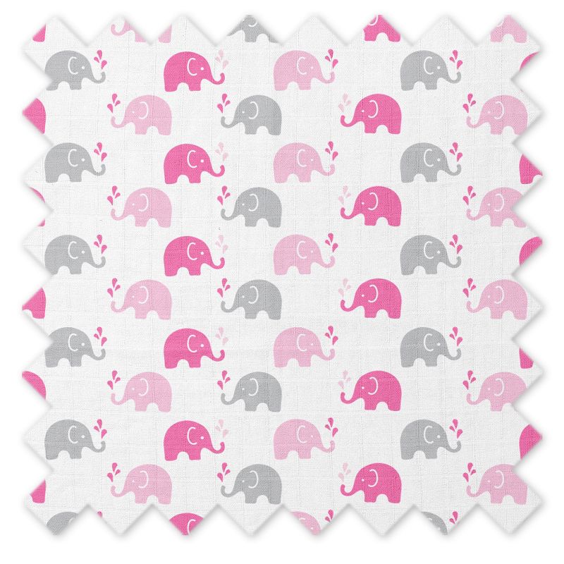 Bacati - Elephants Pink/Gray Muslin 4 pc set of Bibs & Burp Cloths Set, 4 of 6