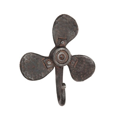 Foreside Home & Garden White Rustic Antique Flower Decorative Metal Wall Hook