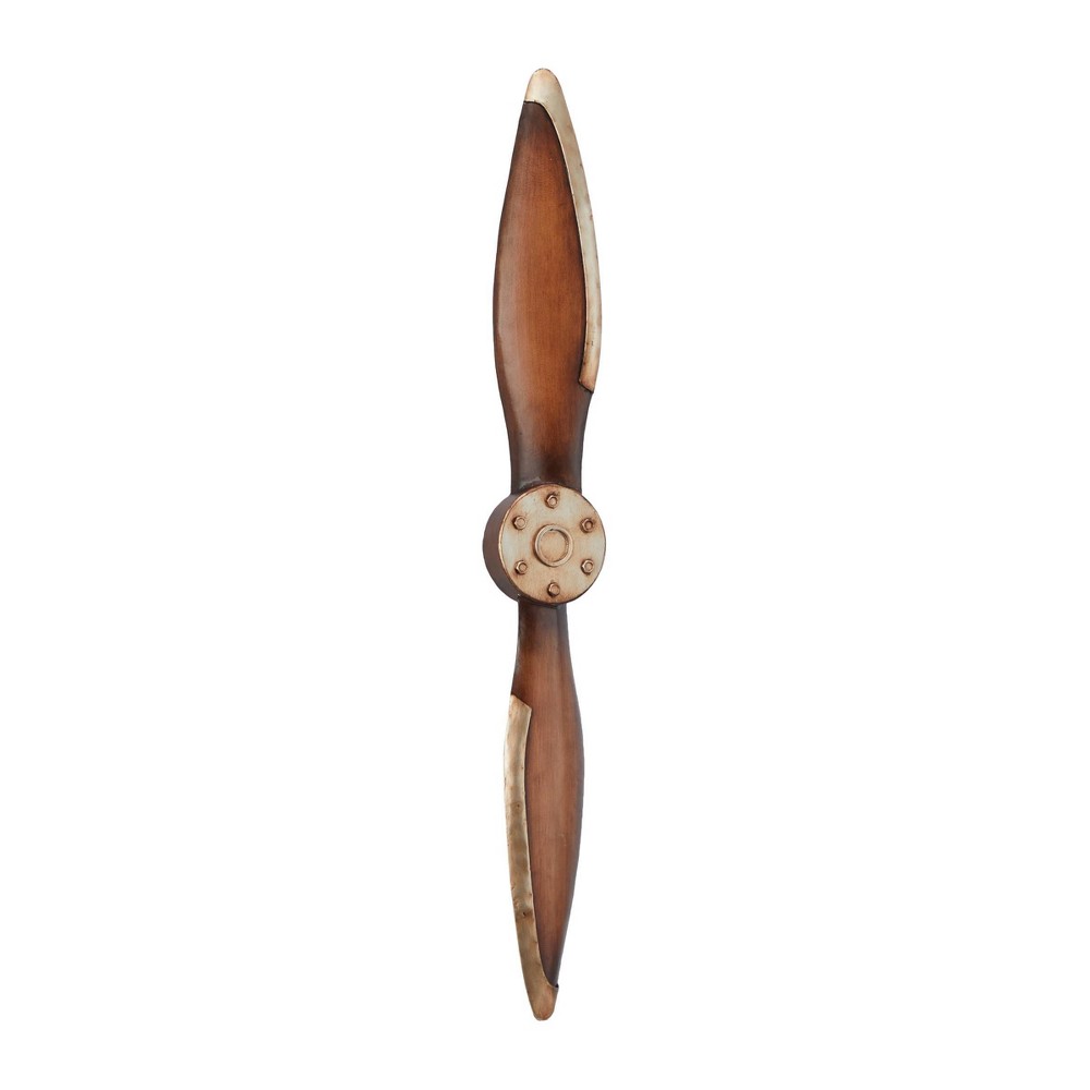 Photos - Wallpaper Metal Airplane Propeller 2 Blade Wall Decor with Aviation Detailing Brown/