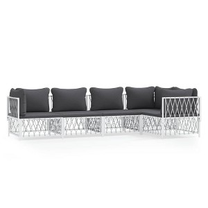 vidaXL Modern Patio Lounge Set with Cushions in White - Comfortably Durable Outdoor Furniture with Sturdy Steel Frame and Reconfigurable Design - 1 of 4