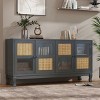 CAVINAS 4-Door Sideboard Cabinet with Artificial Rattan Doors & Transparent Glass,Accent Cabinet with Storage for Kitchen,Dining Room - 2 of 4