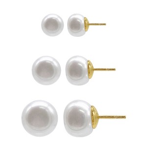Adornia 14k Gold Plated Freshwater Pearl Stud Set - 1 of 4
