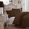 Brielle Home 100% Premium 250 TC Modal Bedding Collection Sateen Duvet Cover 90" x 98" and Two 20" x 26" Shams Set Full/Queen Chocolate - 2 of 4