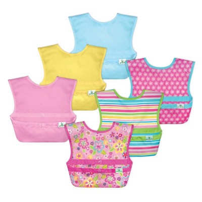 Image of Green Sprouts Snap & Go Easy-wear Bib (6 pack)-Pink Solid & Pink Flower Field-9-18mo