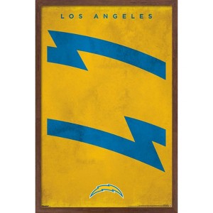 Trends International NFL Los Angeles Chargers - Logo 25 Framed Wall Poster Prints Mahogany Framed Version 14.725" x 22.375" - 1 of 4