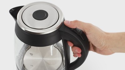 MegaChef 1.8L Silver Glass and Stainless Steel Electric Tea Kettle