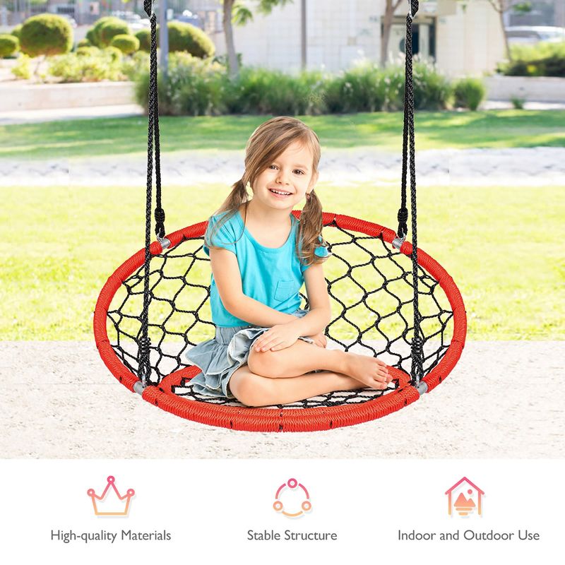 Costway Spider Web Chair Swing w/ Adjustable Hanging Ropes Kids Play Equipment BlueOrange, 4 of 10