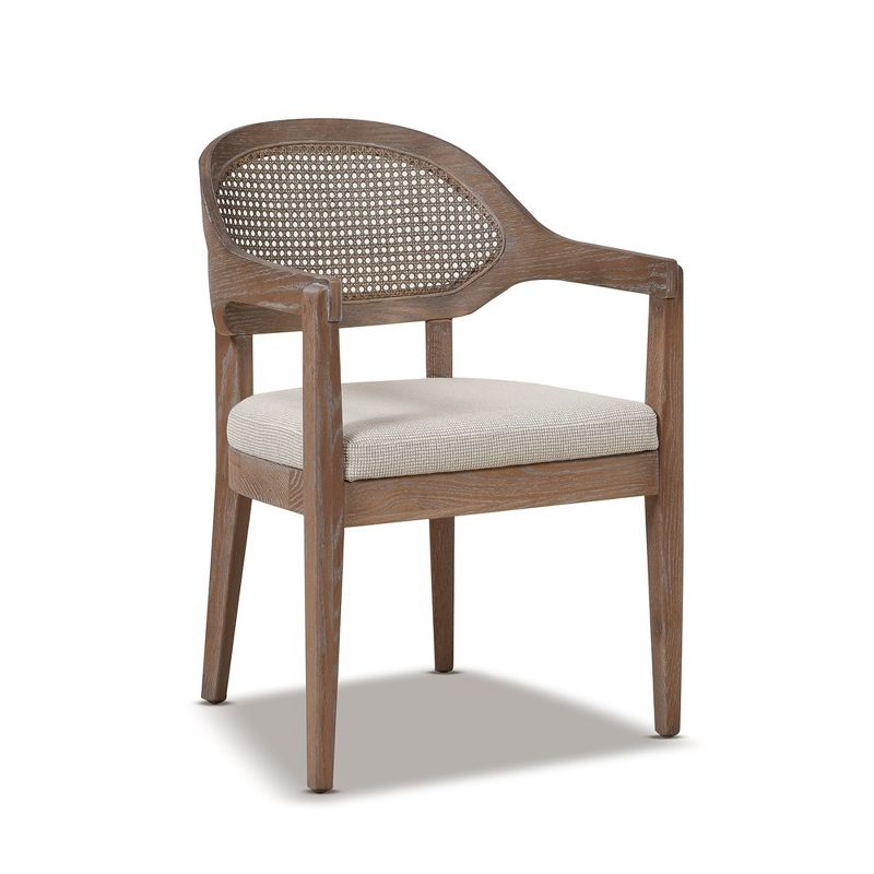 Jennifer Taylor Home Americana Mid-Century Modern Cane Back Dining Chair, Taupe Beige Textured Weave, 2 of 6