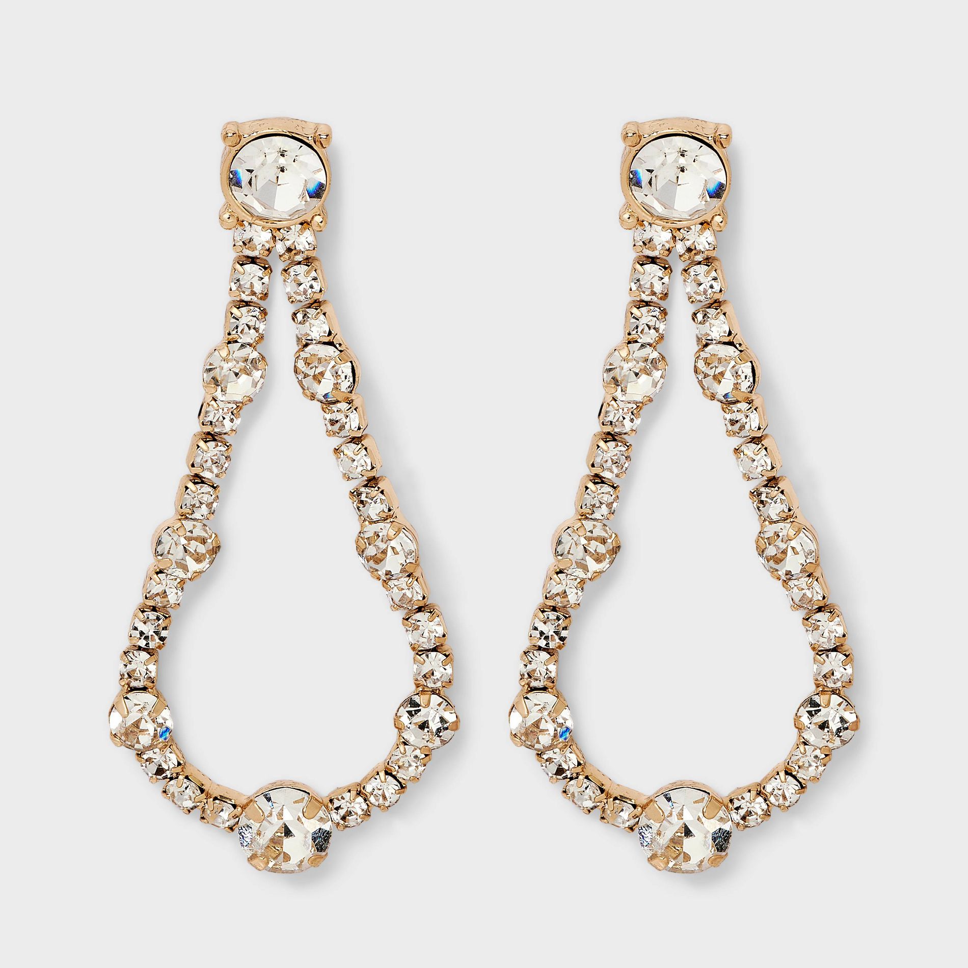 Crystal Open Teardrop Earrings - A New Day™ Gold/Clear