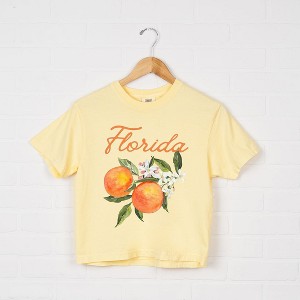Simply Sage Market Women's Florida Flower Colorful Short Sleeve Relaxed Fit Cropped Tee - 1 of 3
