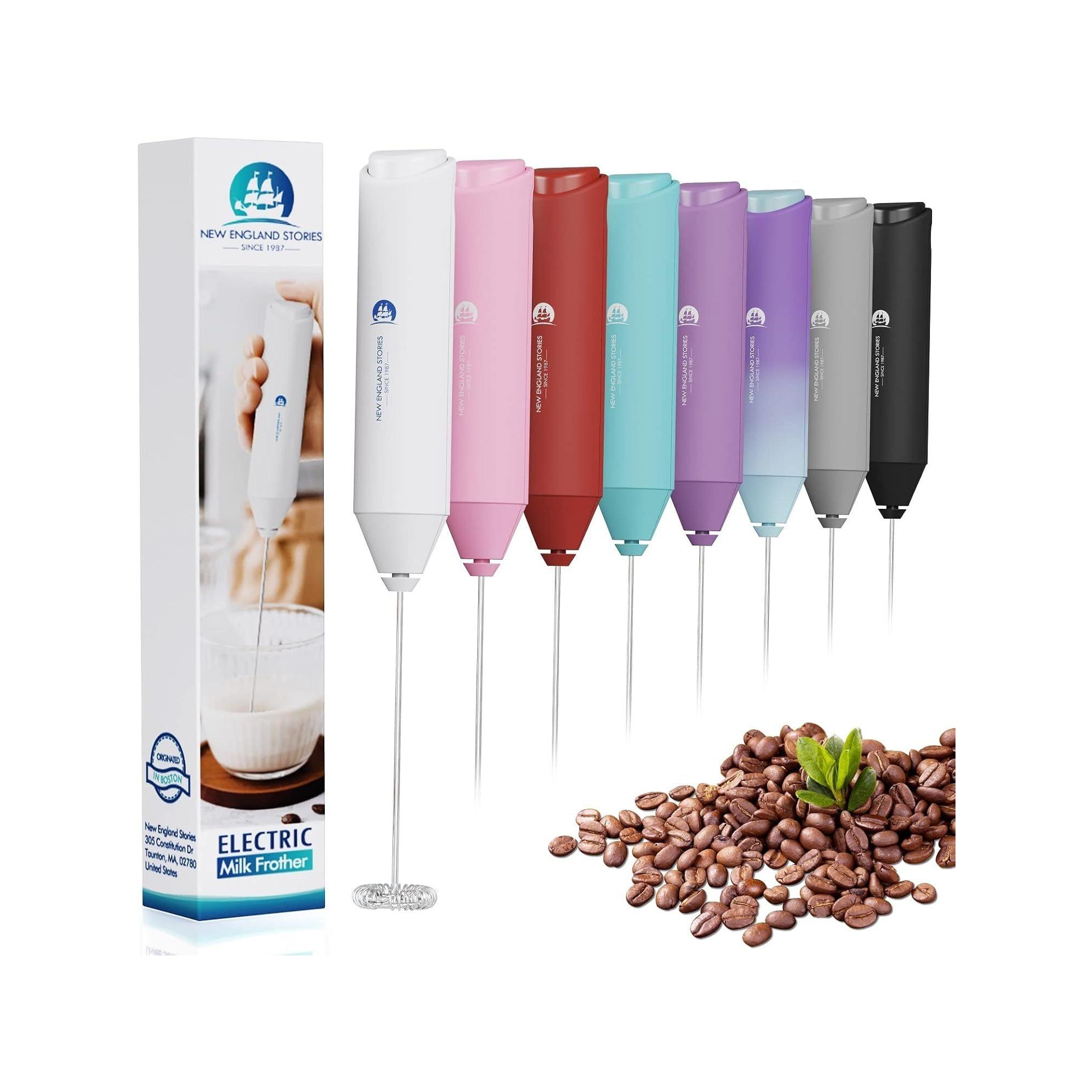 Powerful Milk Frother Wand, Mini Handheld Stainless Steel Whisk, Battery-Powered, Suitable For Coffee, Lattes, Cappuccinos, And Matcha. -White