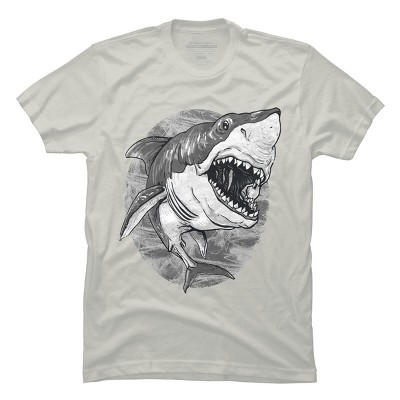 Men's Design By Humans Great White Shark BW By MudgeStudios T-Shirt