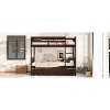 Okak Twin Over Twin Rubber Wood Bunk Bed with Drawers Loft Bunk Bed with Ladder & Safety Guardrail for Teens, Convertible into 2 Twin Beds, Espresso - 2 of 4