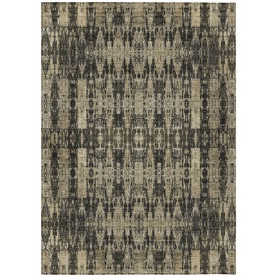 Black Taupe And Beige Moroccan Washable Indoor Outdoor Area Rug