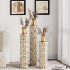 Angel Sar Metal Floor Vase, Tall Floor Vase with Gold Twig Pattern, Antique White Finish (Set of 3) - 2 of 4