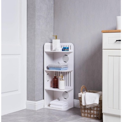 Kings Brand Furniture - Olivia 4-Tier Corner Storage Shelf Organizer for Bathroom, Living Room, Kitchen, White - image 1 of 3