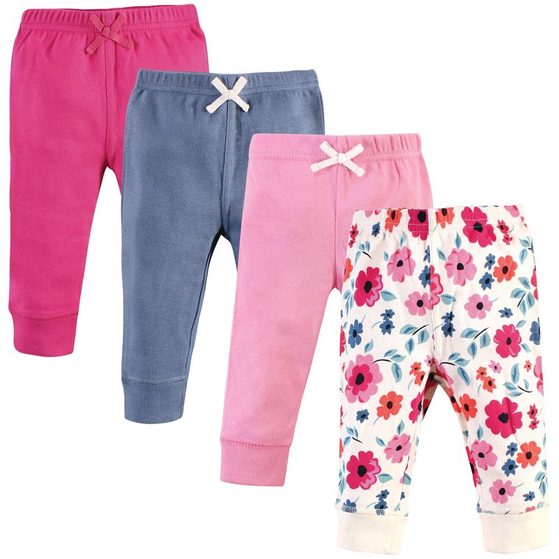 Touched by Nature Baby and Toddler Girl Organic Cotton Pants 4pk, Garden Floral, 1 of 8