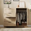 Multifunctional Wooden Dresser for Bedroom, 43.3'' H 2 Door Wardrobe Armoire Closet w/4 Drawers and Hanging Rod,Low Storage Cabinet for Hanging Cloth - 2 of 4