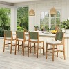 Scott Living Arly Green Outdoor Bar Stool Solid Acacia Wood and Woven Wicker, Set of 4 - 2 of 4