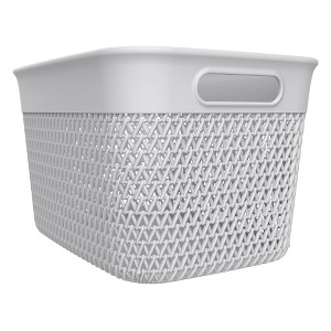 Life Story Large Storage Basket, Decorative Plastic Home Organizer, Lightweight Versatile Tub with Built-In Handles, 16 Quart, White - 1 of 4