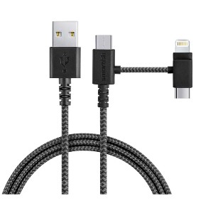 Smartish USB-C/Lightning Cable for iPhone 16/15/14 - Crown Joule - 6 Foot Universal Fast Fabric Wrapped Charging Cable w/Micro-USB - 1 of 4