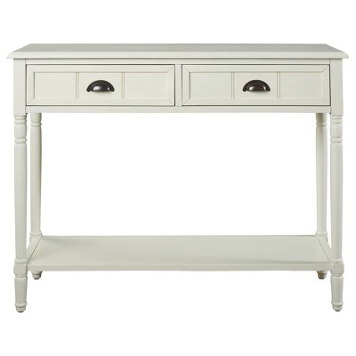 Vintage Charm White Rectangular Console Table with Storage