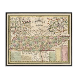 Stupell Industries Historic Tennessee Tourist Map Vintage US State Cartography Black Framed Giclee Art - 1 of 4