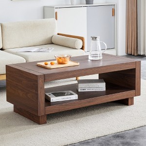 Dolonm Modern Minimalist Walnut MDF Coffee Table with Storage, 47.2" L x 23.6" W x 18" H, Mid-Century Design for Living Room - 1 of 4