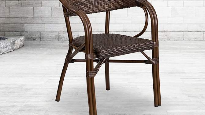 Emma and Oliver Rattan Restaurant Patio Bamboo-Aluminum Frame Chair with Open Back, 2 of 13, play video