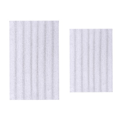 Knightsbridge Stylish And Comfortable Traditional Chain Design 2 PC Cotton Bath Rug Set 17"x24" & 21"x34" Stone