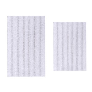 Knightsbridge Stylish And Comfortable Traditional Chain Design 2 PC Cotton Bath Rug Set 17"x24" & 21"x34" Stone - 1 of 4