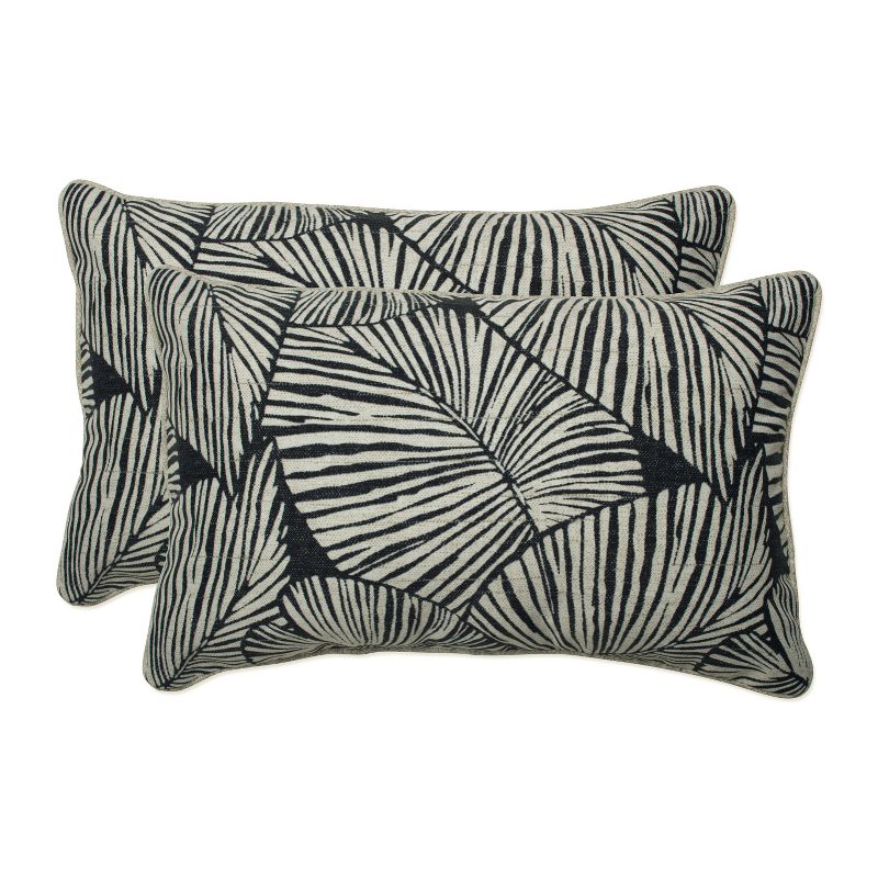 2pk 25&#34; Outdoor Floor Pillow Set Talia Noir Black - Pillow Perfect, 1 of 6