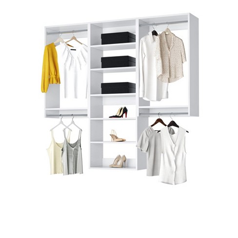 Rubbermaid Classic Custom 3 to 6 Foot Wide Walk In or Reach In Closet  Shelving and Hanging Storage Configuration Kit, White