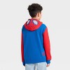 Boys' Marvel Spider-Man Hooded Character Full Zip Sweatshirt - Royal Blue/Red - 3 of 4