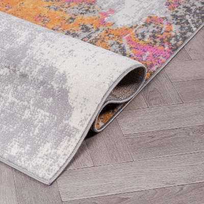 Contemporary Multi-Color Floral Rectangular Synthetic Area Rug 5' x 7'