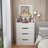 PAGED Vanity Desk Makeup Table with Socket, Flip Top Mirror and LED Light for Living Room, Bedroom - 2 of 4