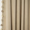 Luxury Vintage Velvet With Silky Pompom Trim Window Curtain Panel Taupe Single 52X84 - 3 of 4