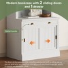 VYNXARIA 83.4" Tall Modern Bookshelf with Sliding Doors and Open Shelves - White Storage Solution for Living Room & Home Office - 3 of 4