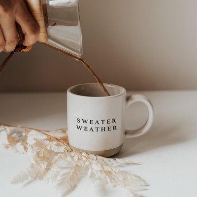 Sweater Weather Beige Ceramic Stoneware Coffee Mug - 14oz