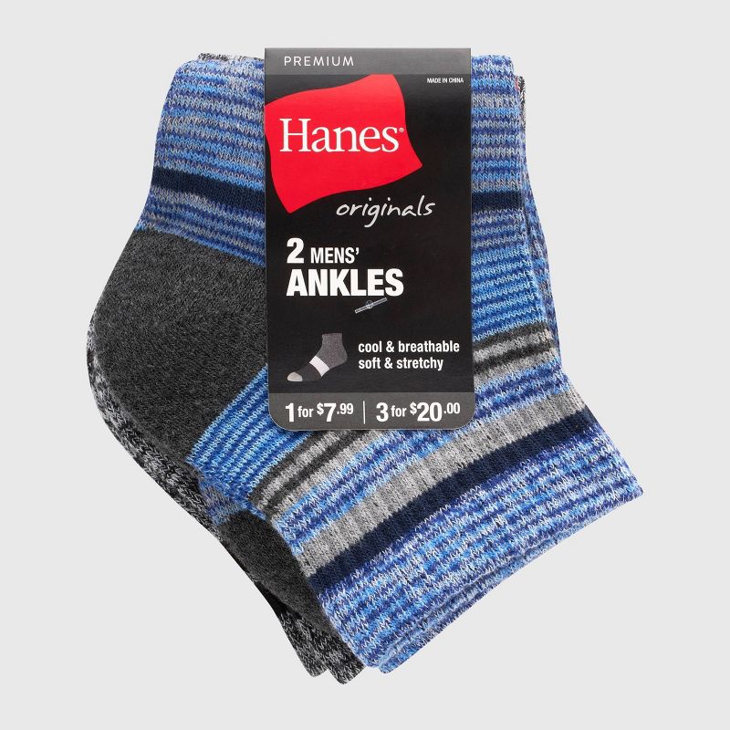 Hanes Originals Premium Men's Free Feed Ankle Socks 2pk - 6-12, 3 of 4