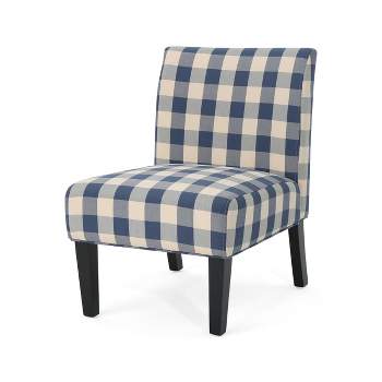 Kassi Farmhouse Accent Chair Blue Checkerboard - Christopher Knight Home