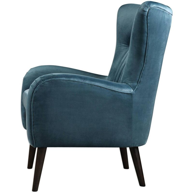 Uttermost Dax Teal Blue Velvet Tufted Accent Chair, 3 of 6