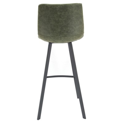 Elland Olive Green Leather Bar Stool with Iron Legs