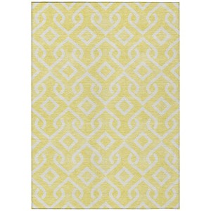 Yellow And Ivory Geometric Washable Indoor Outdoor Area Rug - 1 of 4
