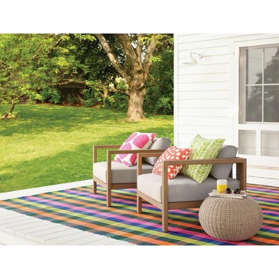 Multicolor Synthetic Stripe Rectangular 6' x 9' Washable Rug