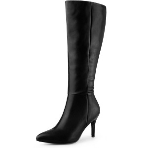 BLISSFUL STEP Women's Halloween Zipper Pointed Toe Stiletto Heel Knee High Boots - 1 of 4