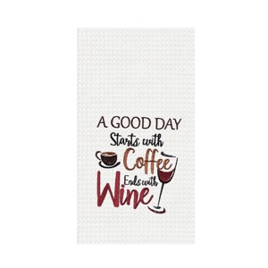 C&F Home "Good Day Starts With Coffee" Waffle Weave Dishtowel - 1 of 3