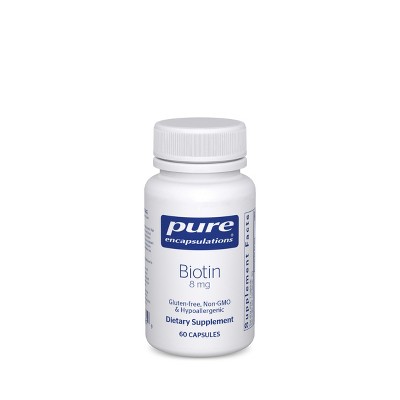 Pure Encapsulations Biotin 8 mg - B Vitamin to Aid Hair, Skin & Nail Strengthening, Metabolism & Nervous System* - With Premium Biotin